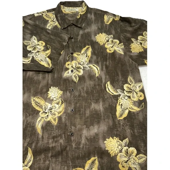 Tommy Bahama Shirt Mens XL 100% Silk Hawaiian Floral Print Short Sleeve - Picture 2 of 7